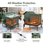 YUWENUS Heated Outdoor Cat House with Heated Pad and Escape Door for Outdoor Weatherproof Cat Shelter Insulated Outdoor Cat House,Green,Small - Image 17